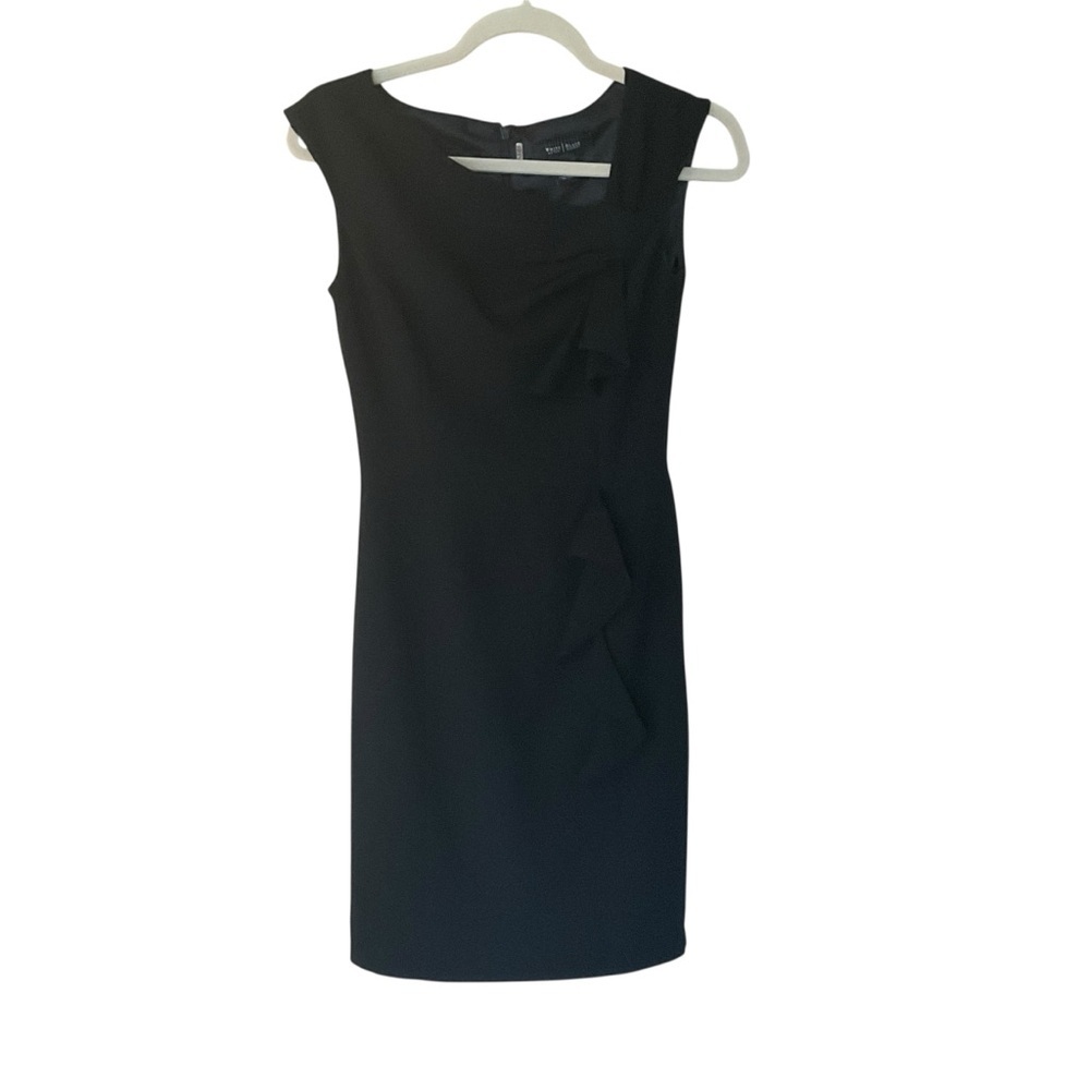 White House Black Market Black Sleeveless Ruffle Sheath Dress Size 2 - Picture 2 of 9
